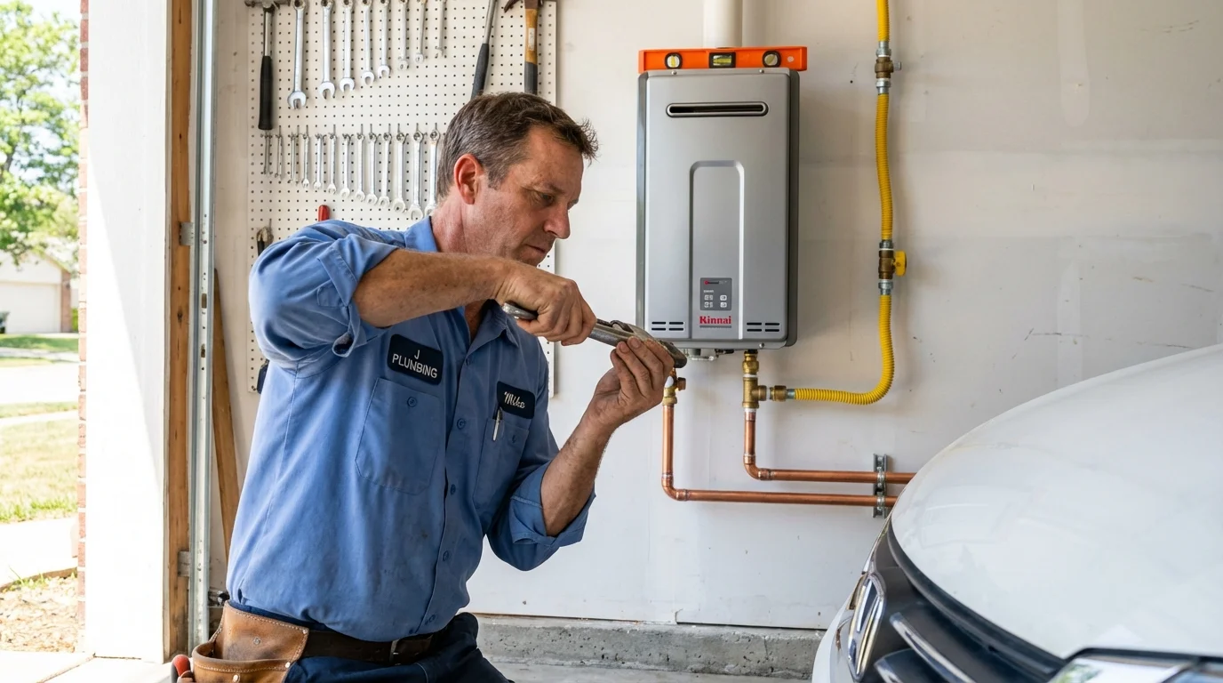 Tankless water heater installation by a Johns Plumbing LLC plumber in Lost Hills